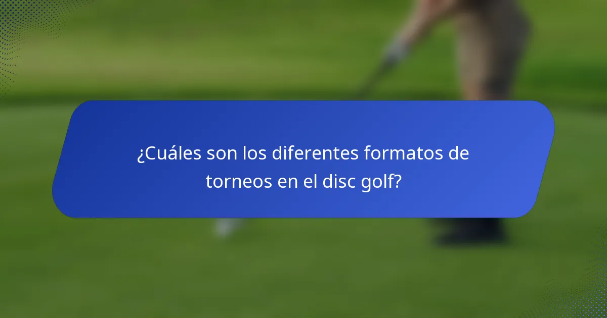 ¿Cuáles son los diferentes formatos de torneos en el disc golf?